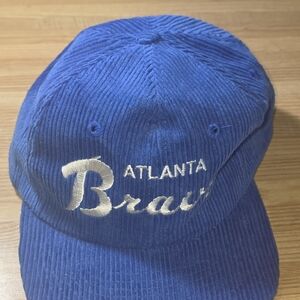 VTG 1992 Atlanta Braves Corduroy Snapback Hat - Twins Enterprise - 90s Streetwea